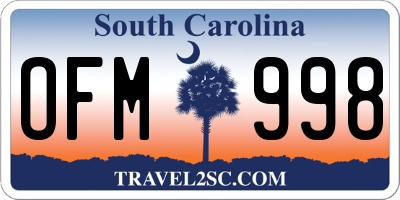 SC license plate OFM998