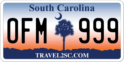 SC license plate OFM999