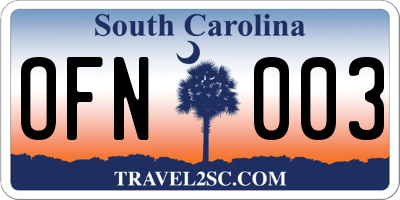 SC license plate OFN003