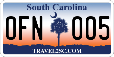 SC license plate OFN005