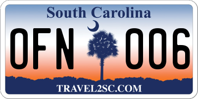 SC license plate OFN006