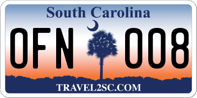 SC license plate OFN008