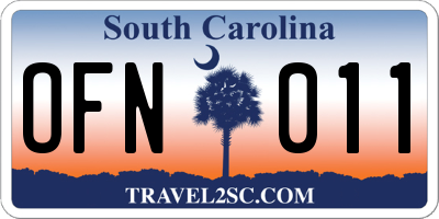 SC license plate OFN011