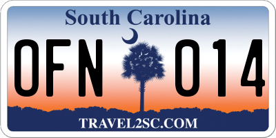 SC license plate OFN014
