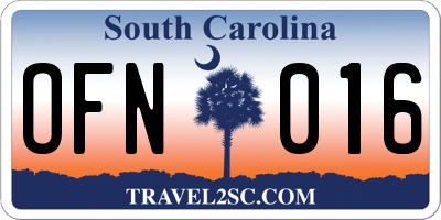 SC license plate OFN016