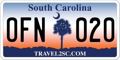 SC license plate OFN020