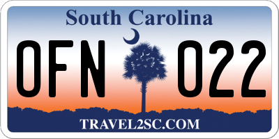 SC license plate OFN022