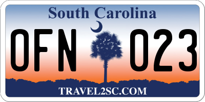 SC license plate OFN023