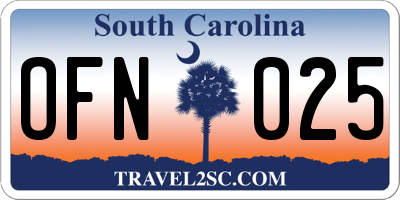 SC license plate OFN025