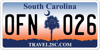 SC license plate OFN026