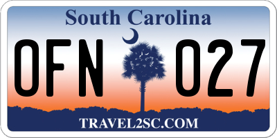 SC license plate OFN027