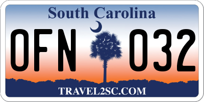 SC license plate OFN032