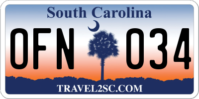 SC license plate OFN034