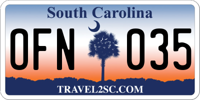 SC license plate OFN035