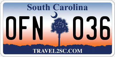 SC license plate OFN036