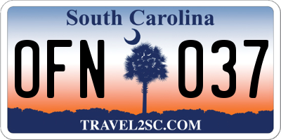 SC license plate OFN037