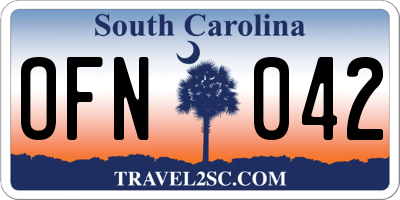 SC license plate OFN042