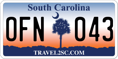 SC license plate OFN043