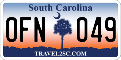 SC license plate OFN049