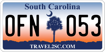 SC license plate OFN053