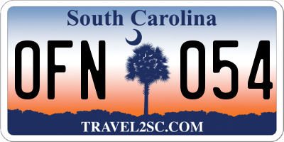 SC license plate OFN054