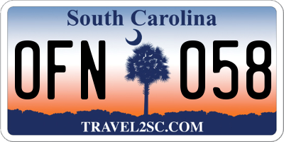 SC license plate OFN058
