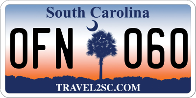 SC license plate OFN060