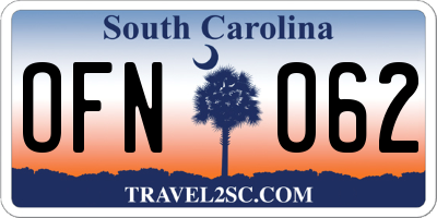 SC license plate OFN062