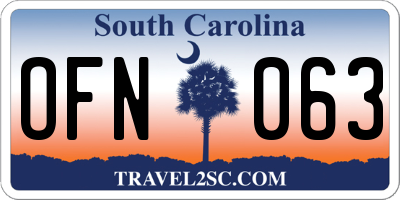 SC license plate OFN063