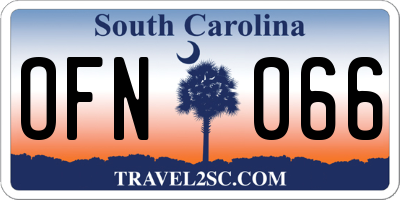 SC license plate OFN066