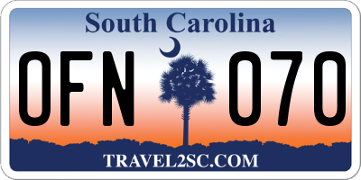 SC license plate OFN070