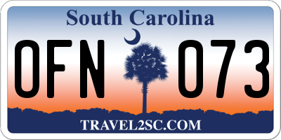 SC license plate OFN073