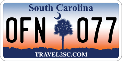 SC license plate OFN077