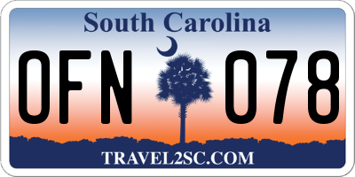 SC license plate OFN078