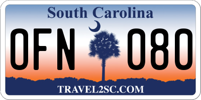 SC license plate OFN080