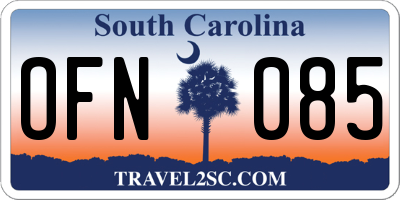 SC license plate OFN085