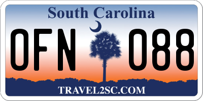 SC license plate OFN088