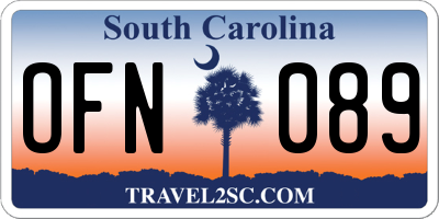 SC license plate OFN089