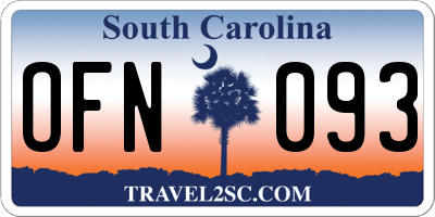 SC license plate OFN093