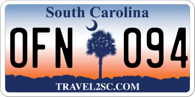 SC license plate OFN094