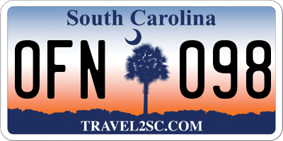 SC license plate OFN098