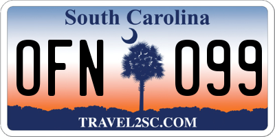 SC license plate OFN099
