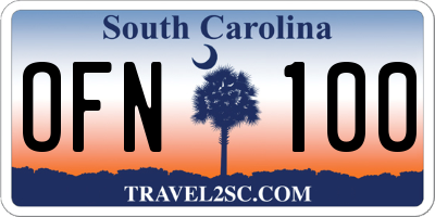SC license plate OFN100