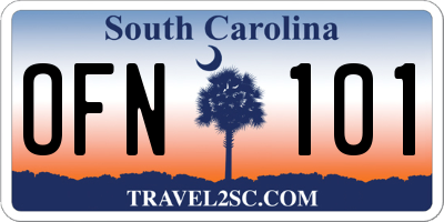 SC license plate OFN101