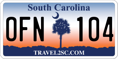 SC license plate OFN104