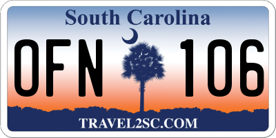 SC license plate OFN106