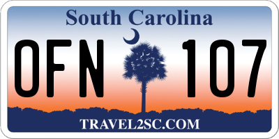SC license plate OFN107