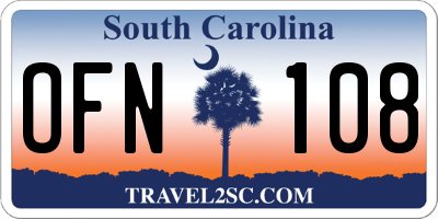SC license plate OFN108