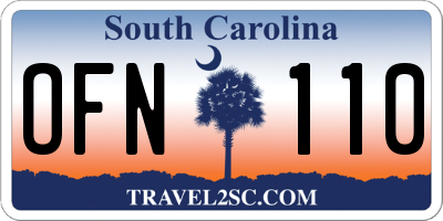 SC license plate OFN110