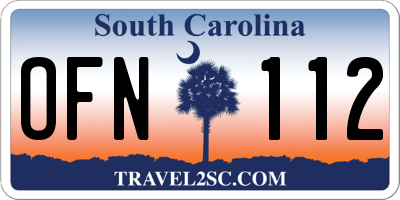 SC license plate OFN112